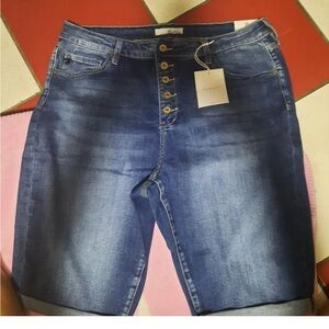 NWT- Kancan button fly jean high rise shorts size 20W